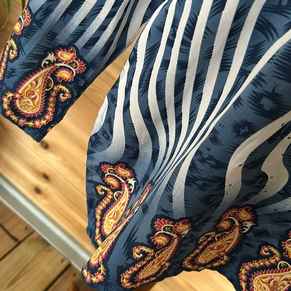 Priya beach cover up white and blue one size - Picture 4 of 7